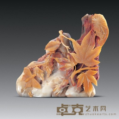 寿山芙蓉石雕 秋色 高24.5cm