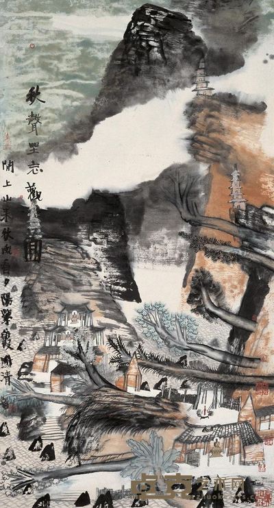 姚鸣京 2009年作 秋声坐忘图 镜框 200×100cm