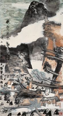姚鸣京 2009年作 秋声坐忘图 镜框