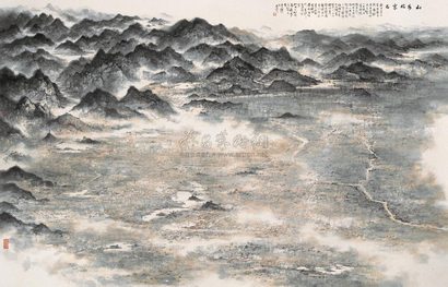 杨彦 2009年作 山水北京图 镜框