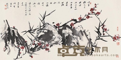 徐寒 2009年作 雪里梅花见精神 镜框 68×136cm