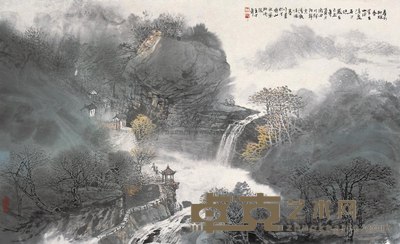 王中年 2009年作 屋前柳绿春常在 镜框 58×94cm