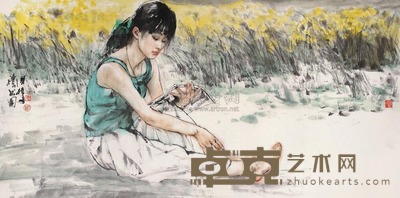 王国栋 2009年作 读书 镜框 68×136cm