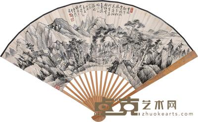 陈半丁 1946年作 山水 成扇 18×50cm