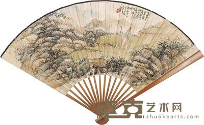 赵云壑 策杖寻诗 成扇 19×51cm