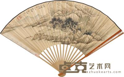 冯超然 1912年作 山水 成扇 18×49cm