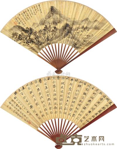 钱维乔 山水 成扇 19×49cm