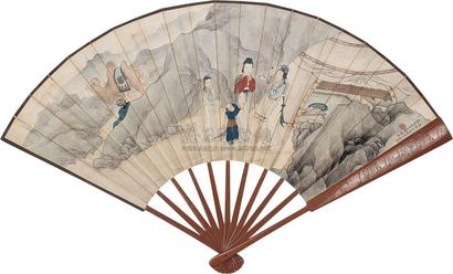 樊虚 1928年作 人物 成扇