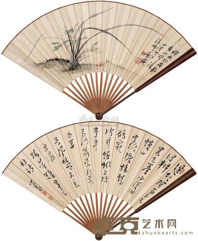 溥伒 兰花 成扇 19×49.5cm