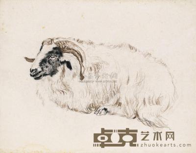 孙宗慰 1940年作 卧羊 26.5×34cm