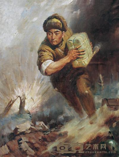 李树基 1977年作 杨根思 150×130cm