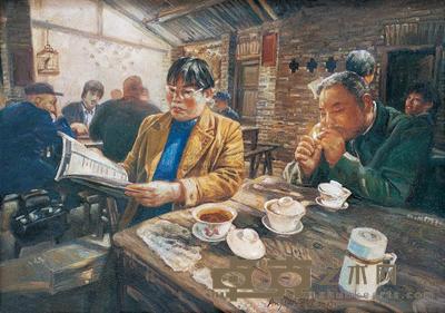陈安健 2002年作 茶馆 27×39cm