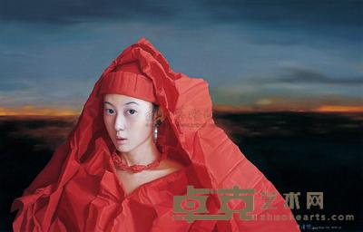曾传兴 2009年作 黄昏天际·纸新娘系列之一 70×110.5cm