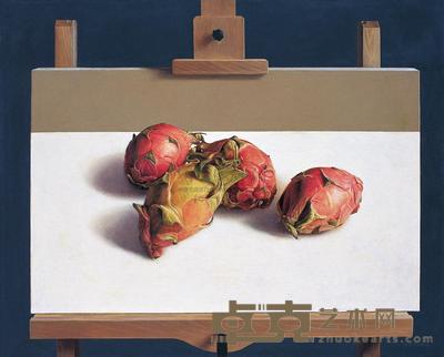 姜向东 2006年作 画架上的火龙果 65×80cm