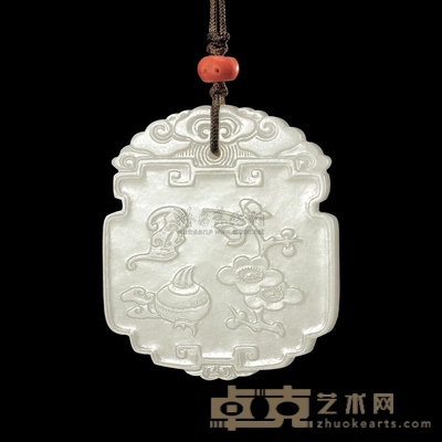 清中期 白玉富寿齐梅珮 高5.1cm