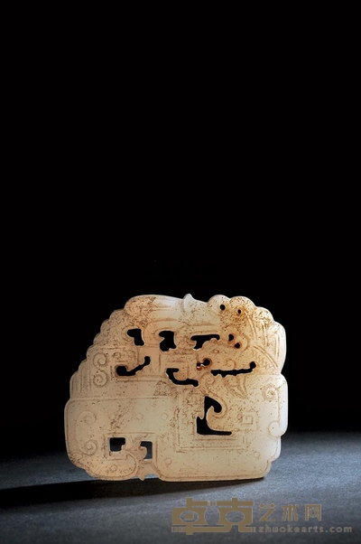 清中期 玉透雕龙凤纹珮 高3.9cm