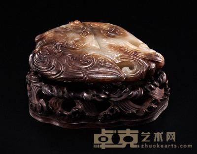 明代 白玉褐斑凤形镇纸 高6cm