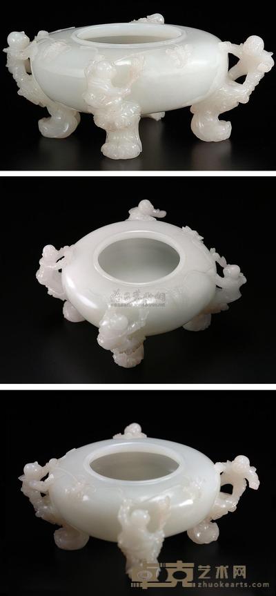 清乾隆 白玉婴戏四足洗 高8.8cm