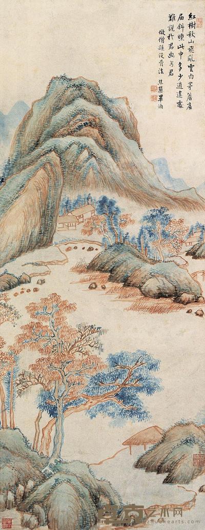 毕涵 秋山红树图 立轴 88×34cm