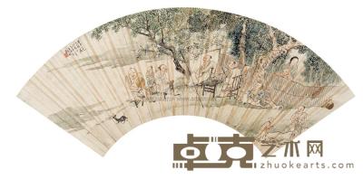 刘彦冲 1835年作 纳凉图 扇面片 16×50cm