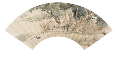 刘彦冲 1835年作 纳凉图 扇面片