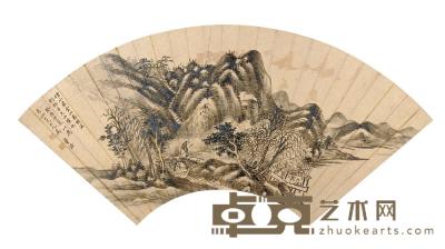 张若澄 1749年作 松岭野寺 扇面片 18×49cm