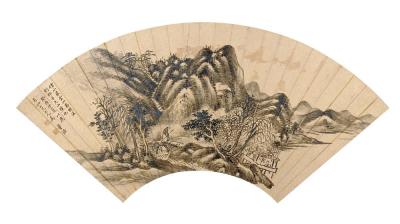 张若澄 1749年作 松岭野寺 扇面片