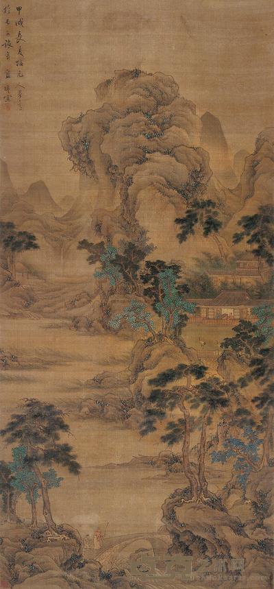 蓝瑛 1634年作 山水 立轴 224×103cm