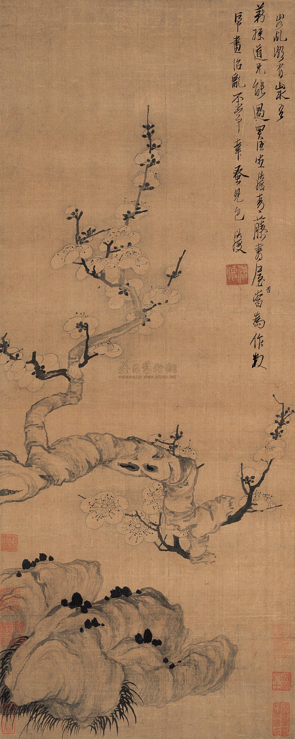 陈洪绶 梅花 镜心