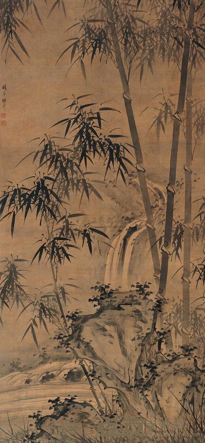 诸昇 竹石图 立轴 178×82cm