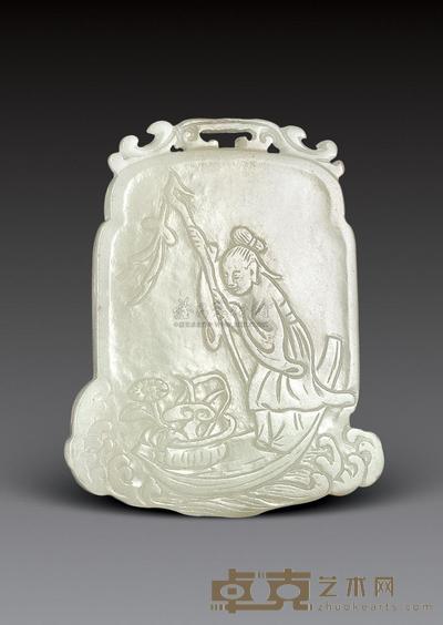 清中期 白玉仙人珮 高4.6cm