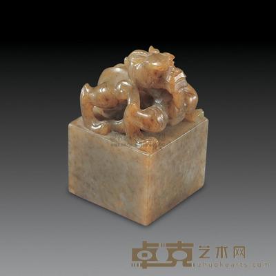 元 玉龙钮方章 高6.2cm