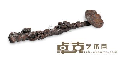 清中期 沉香木雕灵芝如意 长41cm