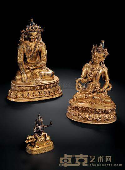 15世纪18世纪 宝冠释迦牟 尼金刚萨埵  摩利支天 高19cm；高17.5cm；高9cm