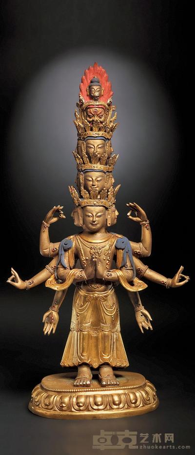 18世纪 十一面观音 高41cm