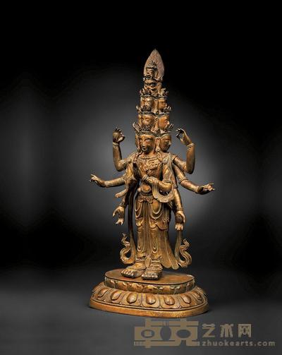 18世纪  十一面观音菩萨 高44cm