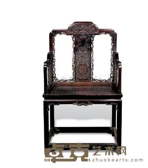 清乾隆 紫檀雕西蕃莲太师椅 65.5×51.5×111cm