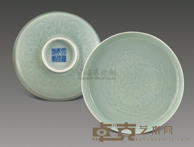 清乾隆 粉青釉镗锣洗 （二件） 直径10.8cm
