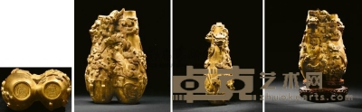 清早期 铜鎏金錾龙纹双联瓶 高15.5cm