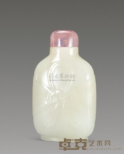 清中期 白玉包袱纹鼻烟壶 高6.2cm