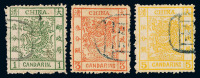 1883年 ○大龙厚纸毛齿邮票三枚全