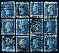 1854年 ○英国蓝便士有齿邮票一组二十枚