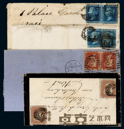1848-1868年 英国早期实寄封四件 