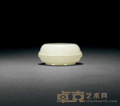 清中期 青白玉印泥盒 直径5.8cm