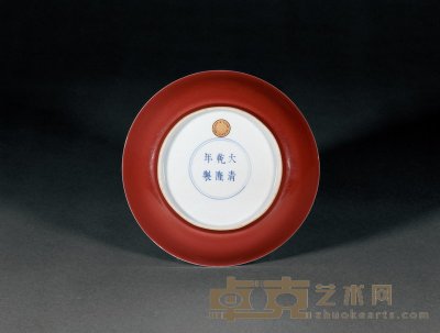清乾隆 霁红釉盘 直径18cm