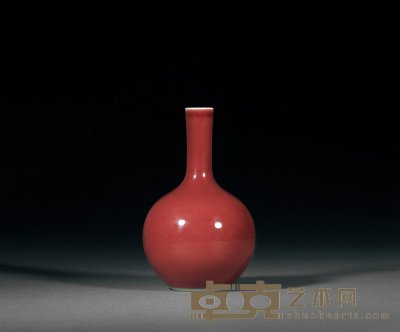 清乾隆 霁红釉直颈瓶 高16.5cm