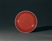 清康熙 霁红釉盘
