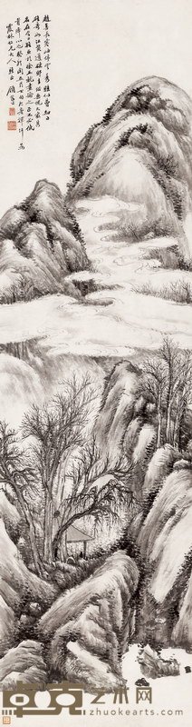 顾麟士 1903年作 寒岫停云 立轴 180×48cm
