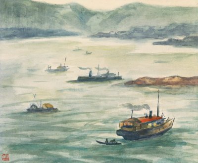 关良 1943-1944年作 嘉陵江