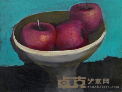 贺慕群 1988年作 三只紫苹果 60×80cm